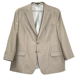 Jos A Bank 1905 Mens Sport Coat 48R Beige Silk Wool Tailored Fit Blazer Jacket